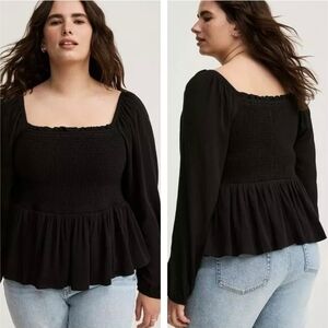 NWT Torrid Black Smocked Blouse Size 3/3x